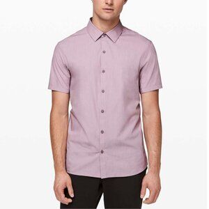 Lululemon Mens Large "Down to the Wire Slim Fit Short Sleeve" Heathered VTG Plum